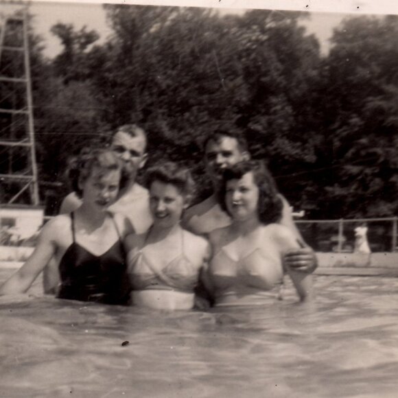 Vintage Snapshot Other - Vintage 1950s Snapshot Photo A Lazy Afternoon At The Pool